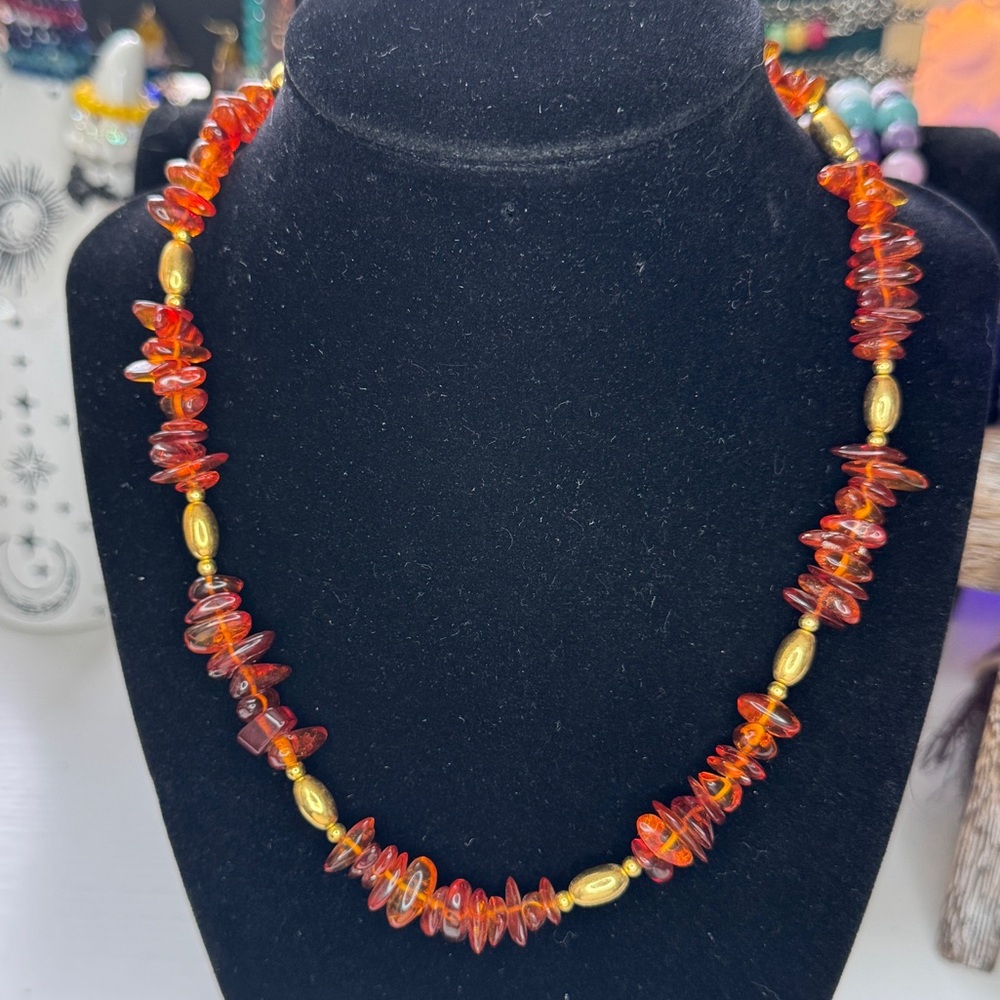 Amber & Gold-tone Necklace